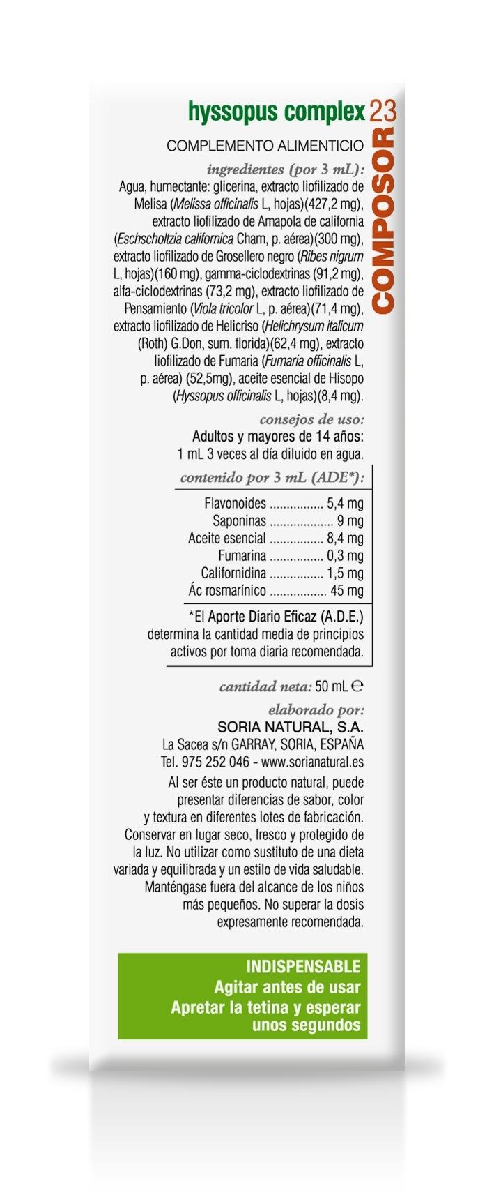 COMPOSOR 23 HYSSOPUS COMPLEX S. XXI SORIA NATURAL