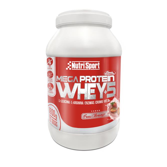 MEGA PROTEIN WHEY +5 (BOTE DE 1800 G)-FRESA
