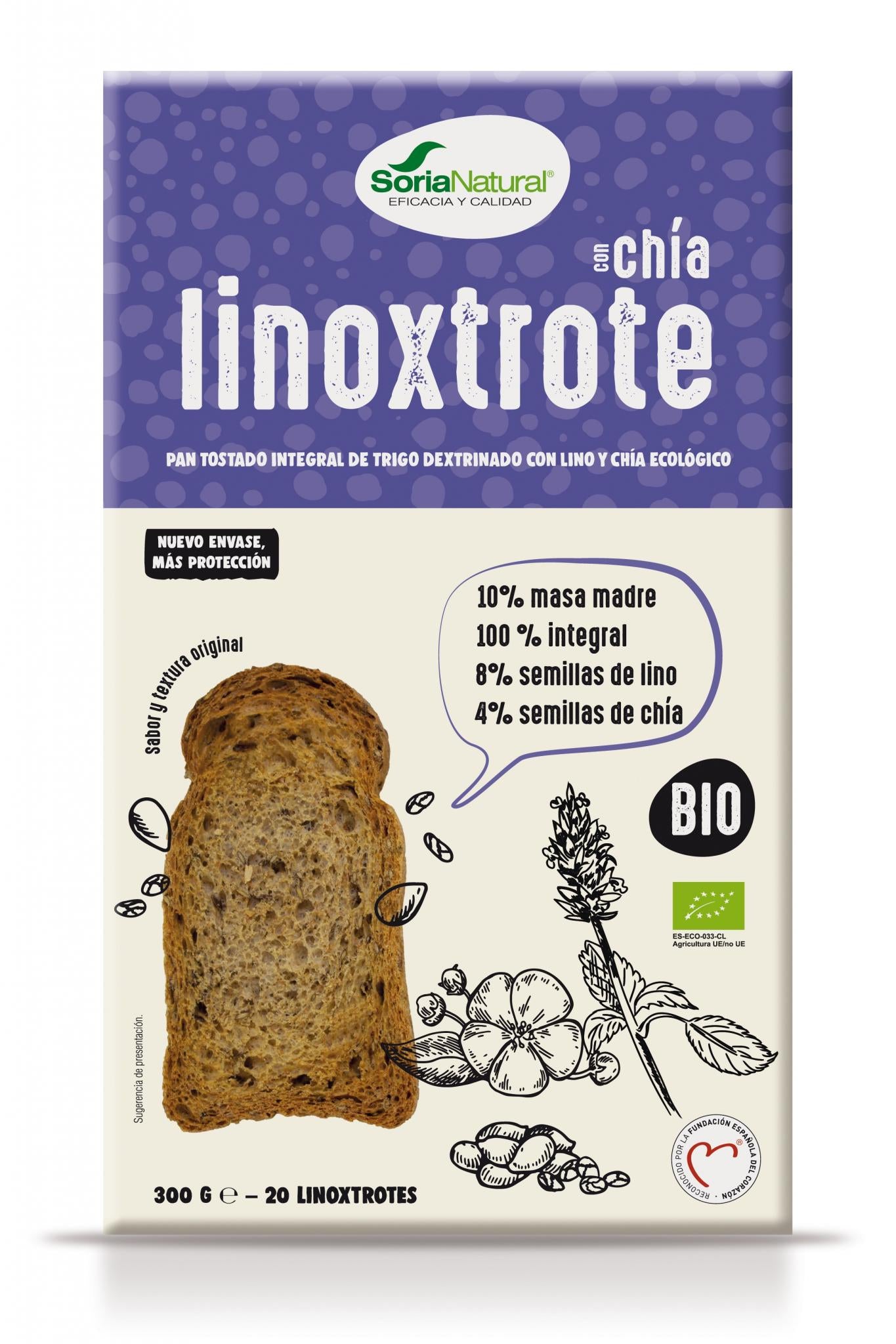 PAN LINOXTROTE CON CHIA INTEGRAL BIO CAJA SORIA NATURAL